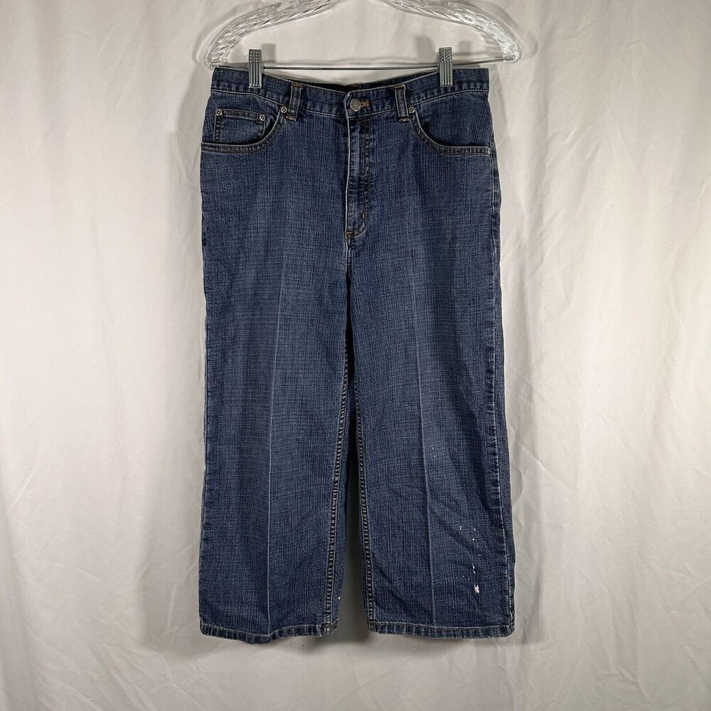 Chico's Capri's Women's 8 Medium Wash Denim Button Zip Additions Cotton Blend